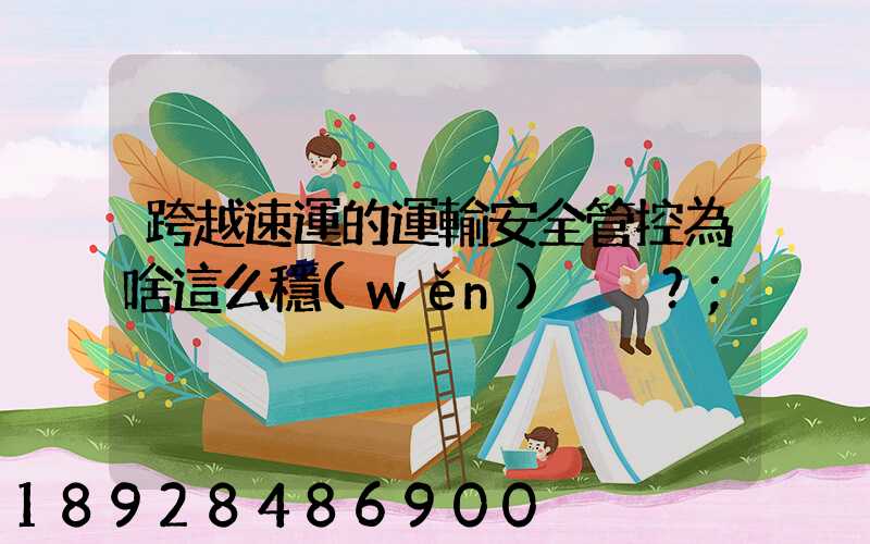 跨越速運的運輸安全管控為啥這么穩(wěn)？